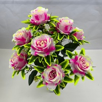 Têtes de bouquet de roses artificielles en soie avec bordure décorative, feuilles vertes, fleurs d'appoint pour mariage et décoration intérieure