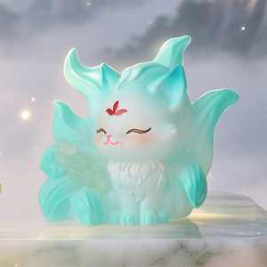 Scatola a Sorpresa Personalizzata in Resina con Statuette di Animali Cartoon Cloud Dream Fox, Eco-Friendly per Decorazioni da Scrivania e Casa - Product Image 2