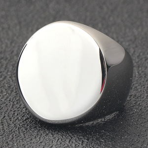 Men's Stainless Steel Round <b>Ring</b> 22mm Gold & Black Plated Simple Geometric Style Fashion Jewelry Gift - Product Image 4