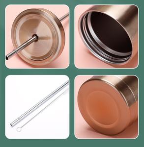 500ML paille 304 tasse en acier inoxydable vide avec paille Double paroi Thermos voyage voiture <span class=keywords><strong>café</strong></span> eau lait thé tasses tasse - Product Image 5