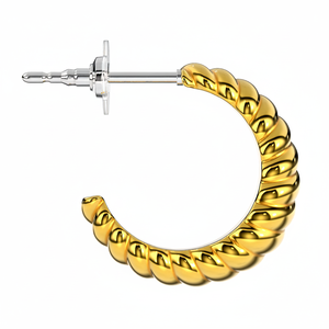Aretes TWIST AGAIN Biojoux de 16 mm y 24G, Geométricos, con Cristales de Imitación, Hipoalergénicos, Finos, Tipo Aro, Modernos, Chapados en Oro de 18K para Mujer - Product Image 2