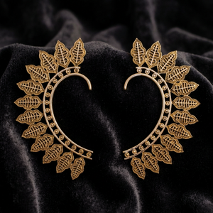 Venta caliente latón oro oreja brazalete pendientes bohemios de un par para mujeres para boda fiesta compromiso con perla diamante piedras principales - Product Image 2