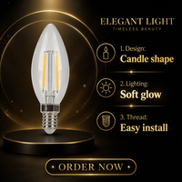 Échantillon gratuit d'ampoules LED à filament en verre transparent B35 E14 à économie d'énergie, lampe à filament LED 2700K à CRI élevé, lampe à bougie LED pour luminaires en cristal LED