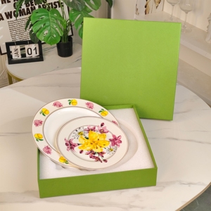 Juego de Platos de Porcelana Fina de 2 Piezas, Serie Floral, Estilo Europeo, Ecológico y de Lujo, para Cena y Postre, Ideal para Fiestas - Product Image 5