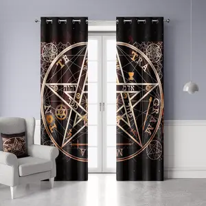 Famous Religion Divination Luxury Customized 100% Polyester 3D Printed Thermal Insulated Grommet Blackout Curtains