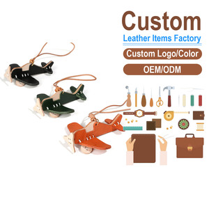 Cute 3D Airplane Vegetable Tanned Leather Keychain Genuine Top Layer Cowhide <b>Bag</b> <b>Charm</b> Car Hanging Ornament - Product Image 1
