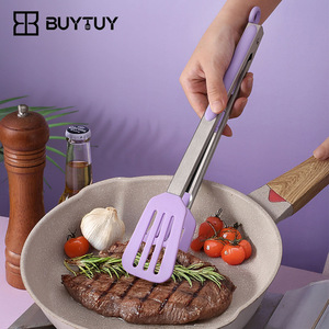 Silicone Food Tongs Stainless Steel Spatula Tongs Heat Resistant BBQ <b>Tools</b> For Grilling Meat Steak Bread Flipping - Product Image 2