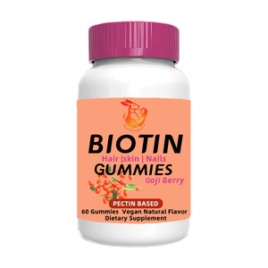 Private Label <b>Biotin</b> <b>Gummies</b> with Methylated Folatelc Vitamin B12 Help Support a Healthy Immune System Natural Herbal Supplement - Product Image 1