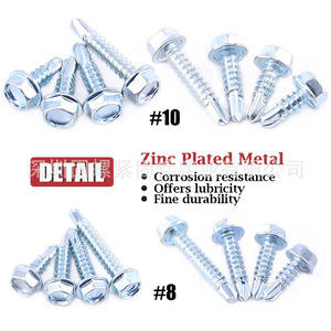 Hex Washer Self Tapping Screws 220pcs Galvanized Imperial Inch Metal <b>Fasteners</b> Right Hand Thread External Hex Head - Product Image 2