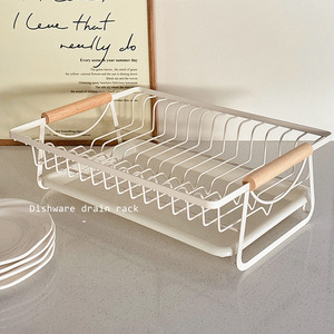 <b>Kitchen</b> Bathroom Living Room Countertop Standing Single Tier Metal Wood Draining Dish Rack <b>Storage</b> Trays Multifunction Durable - Product Image 1