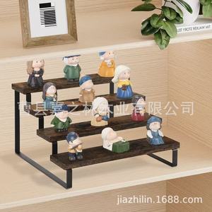 Étagère de rangement créative en fer et bois, étagère de rangement à plusieurs niveaux en bois pour la maison, présentoir à desserts en bois massif pour bureau - Product Image 4