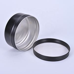 Pot en aluminium rond <span class=keywords><strong>noir</strong></span> de 200ml avec couvercle à vis Bougie Boîte de conserve Stockage de <span class=keywords><strong>savon</strong></span> Conteneur en métal Boîte en fer blanc - Product Image 4