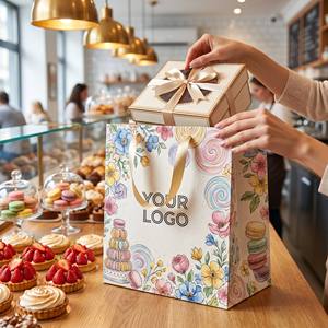 Sacs en <span class=keywords><strong>papier</strong></span> <span class=keywords><strong>kraft</strong></span> brun pour emporter des produits de boulangerie, pour les cafés à emporter, avec logo imprimé personnalisé - Product Image 3