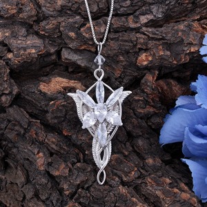 Collier chaîne en alliage de style européen et américain avec strass, motif <span class=keywords><strong>Anneaux</strong></span> du <span class=keywords><strong>Seigneur</strong></span>, Princesse Elfe, Étoile du Crépuscule, unisexe - Product Image 2