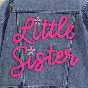 HIPPO ENFANTS Denim Vestes Frère Correspondant Chenille Broderie Garçons et Filles Denim Manteau Bébé Vêtements - Product Image 5