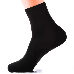 Wholesale Men's Anti-Bacterial Crew <b>Socks</b> – Black <b>Grey</b> Plain Business Design, Anti-Smell Cotton Formal Dress <b>Socks</b> - Product Image 5