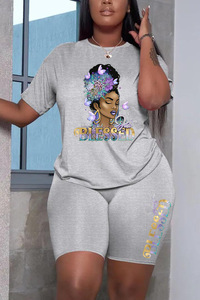 Áo Thun Ngắn Tay In Chữ Mẫu Thiết Kế Mới Nhất Bộ 2 Món Cỡ 5Xl Mặc Thường Ngày Cho Nữ Mùa Hè - Product Image 4