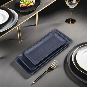 Atacado Eco-Friendly Retangular Matte Spiricle <span class=keywords><strong>Black</strong></span> Melamina Dinner Plates Restaurante Servindo Prato-para Servir <span class=keywords><strong>Sushi</strong></span> - Product Image 2