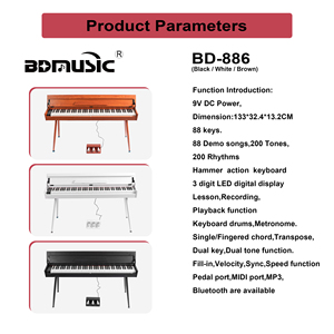Piano numérique droit à marteaux BD MUSIC BD-886F, 88 touches, en bois, clavier électronique, instruments de musique, orgue électrique - Product Image 3