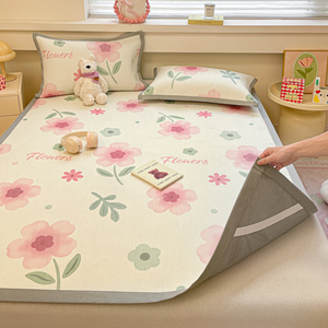 Nuevo Juego de 3 Piezas de Ratán de Hielo con Estampado Digital 2026, Colchoneta Refrigerante Sin Hielo con Correas Elásticas Seguras, Ropa de <span class=keywords><strong>Cama</strong></span> de Verano Ultra Transpirable - Product Image 5