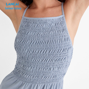 Vestido deslizante para mujer, cuello cuadrado, sin mangas, pecho elástico, estilos sueltos, colores azul claro, ropa elegante suave para niña, personalizada - Product Image 3