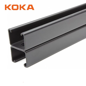 เหล็กชุบสังกะสีแบบจุ่มร้อน KOKA เคลือบผงสีดำ รางเหล็กยูนิสตรัทคู่ - Product Image 1