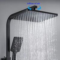 Ensemble de robinetterie de douche murale en laiton poli de luxe avec cartouche céramique, pommeau de douche effet pluie, douchette à main et douchette bidet pour hôtels et villas