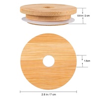 Bouchons de bouteille en bambou et silicone de 70 mm sur mesure avec trou pour paille et joint de sécurité enfant pour bocaux Mason et bouteilles