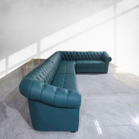 Canapé Chesterfield en cuir en forme de L et d'angle pour salle de karaoké Canapé discothèque en cuir