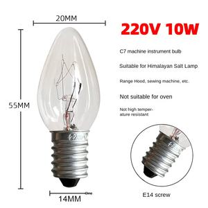 C7 Machine Instrument petite <span class=keywords><strong>ampoule</strong></span> halogène E14/E12 capot en verre 220V 10W & 110V 7W Machine à coudre lampe en cristal de sel - Product Image 6
