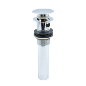 Válvula de desagüe de lavabo push-down pop-up cromada con orificio de desbordamiento, fácil de limpiar, para lavabo de baño de hotel - Product Image 1