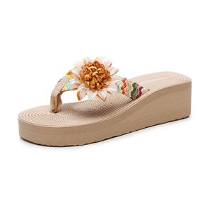 Nouvelles <span class=keywords><strong>sandales</strong></span> <span class=keywords><strong>compensées</strong></span> d'été pour femme en paille tressée PP, style minimaliste, avec fleur, pour la plage et l'extérieur - Product Image 5