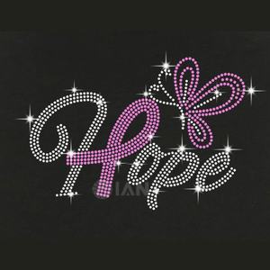 Ruban rose personnalisé strass transferts Hotfix femmes <span class=keywords><strong>Cancer</strong></span> du sein Motif cristal strass fer sur pour chemise - Product Image 4