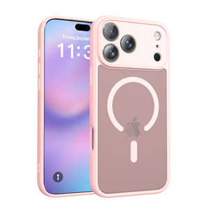 Phổ biến hồng da-cảm giác iphone17 Pro Max bìa cho cô gái sang trọng bán trong suốt iPhone loạt trường hợp điện thoại với vòng từ - Product Image 1