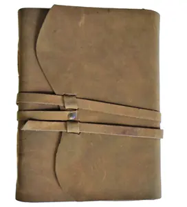 Gebonden Lederen Dagboekschrift Met Handgemaakt Katoenen Voddenpapier 100 Vellen Groot Vintage Lederen Dagboek