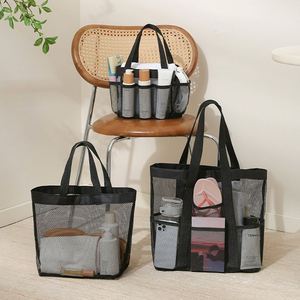 Wholesale Simple and Beautiful Mesh Beach <b>Bag</b> Large Capacity Portable Skin Care <b>Sunscreen</b> Makeup <b>Bag</b> with Handle - Product Image 1