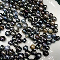 Perles d'eau de mer naturelles de Tahiti 8-11mm noires en gros pour bracelet, collier, DIY