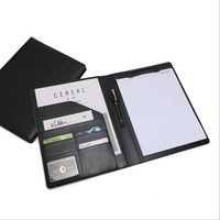 Carpeta de documentos A4 con Clip personalizado, carpeta organizadora de negocios de cuero, portafolio con calculadora de 12 bits en negro
