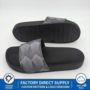 Sandalias de Diseño con Patrón Chevron para Hombre, Impresión de Logotipo Personalizado, Venta al Por Mayor, Suela Gruesa, Sandalias de Playa de Verano - Product Image 1