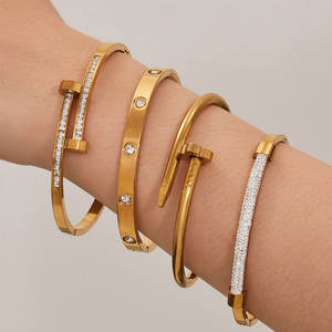 Bracelet et jonc en acier inoxydable 316L anti-ternissement et résistant à l'eau, plaqué or 14K 18K, bracelets de créateur pour femmes - Product Image 1