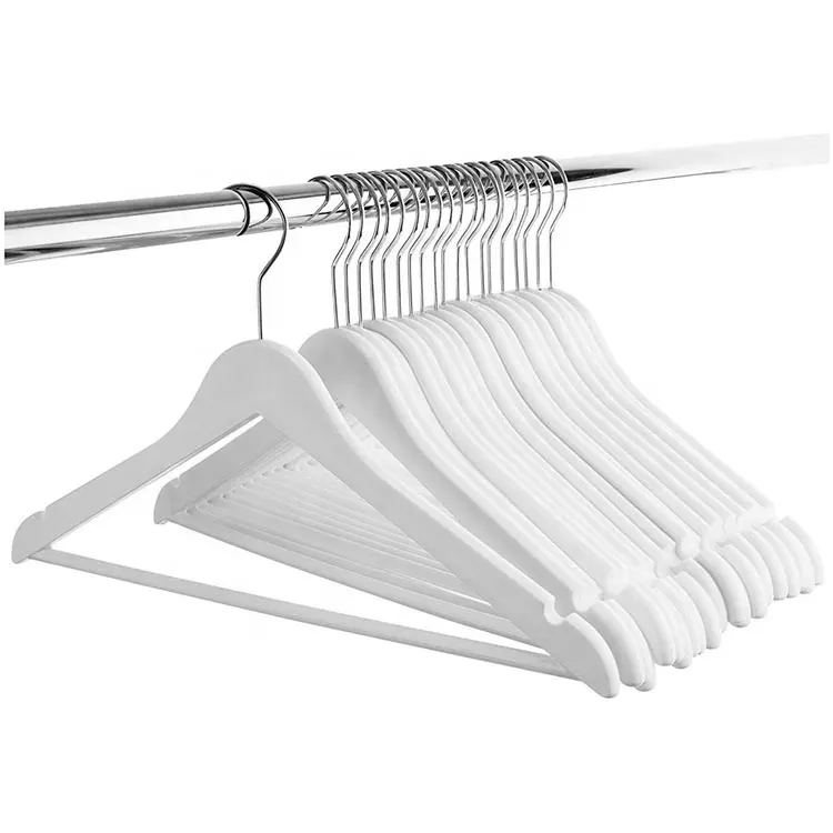 Owentek High Quality Painting A Grade White Wood Suit Hangers wood hanger for Wallmart perchas ropa