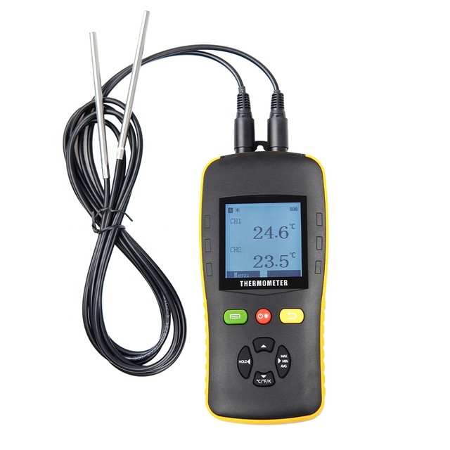 Industrial 2-Channel Thermometer With LCD Display Universal PT100 and Thermocouple Temperature Instrument