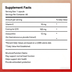 Hoogwaardige natuurlijke huidverlichtende Astaxanthine + Co-enzym <span class=keywords><strong>Q10</strong></span> antioxidant softgel <span class=keywords><strong>capsules</strong></span>, 60 stuks - Product Image 6