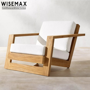 WISEMAX FURNITURE High Quality Outdoor Furniture Teak Wood Sofa <strong>Chair</strong> Garden Set Accent Leisure <strong>Chair</strong> <strong>with</strong> <strong>Footstool</strong> for Patio - Product Image 2