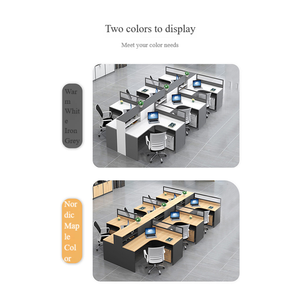 Poste de travail modulaire en L personnalisable pour <span class=keywords><strong>bureau</strong></span>, avec structure en bois/MDF et métal, extensible pour 2 à 6 personnes, <span class=keywords><strong>cloison</strong></span> de <span class=keywords><strong>bureau</strong></span> - Product Image 4