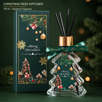 Arovi - Coffret Cadeau Diffuseur d'Arômes de Noël 100ml, Parfum d'Ambiance pour la Maison avec Ornement Rond en Gypse 35g, Boîte Personnalisée