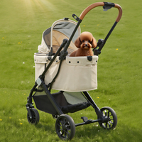 Vente directe d'usine kaki chariot pour animaux de compagnie poussette de chien de luxe pour chien moyen