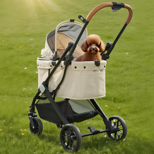 Vente directe d'usine kaki chariot pour animaux de compagnie poussette de <span class=keywords><strong>chien</strong></span> de luxe pour <span class=keywords><strong>chien</strong></span> moyen - Product Image 4