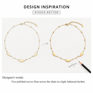 Collar de Acero Inoxidable con Baño de Oro de 14K, Diseño de Hoja Curva, Joyería con Cadena - Product Image 3