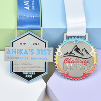 Médaille de finisseur de tournoi personnalisée en émail souple plaqué or, argent ou or rose antique avec ruban imprimé